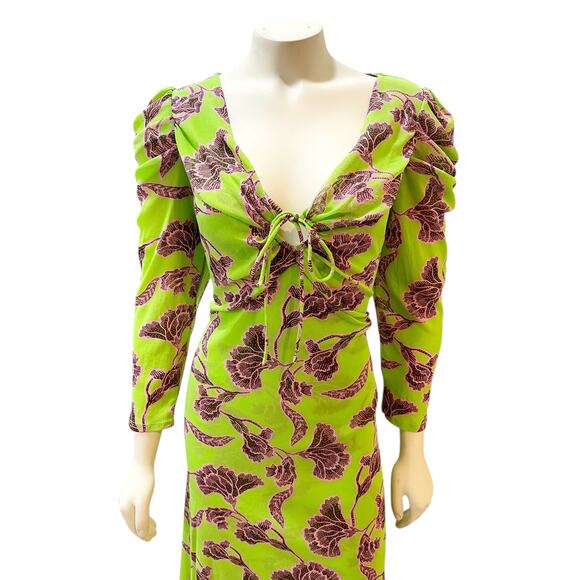 Diane Von Furstemberg Mesh Dress Sun Prairie Soft Green Large - Picture 5 of 8